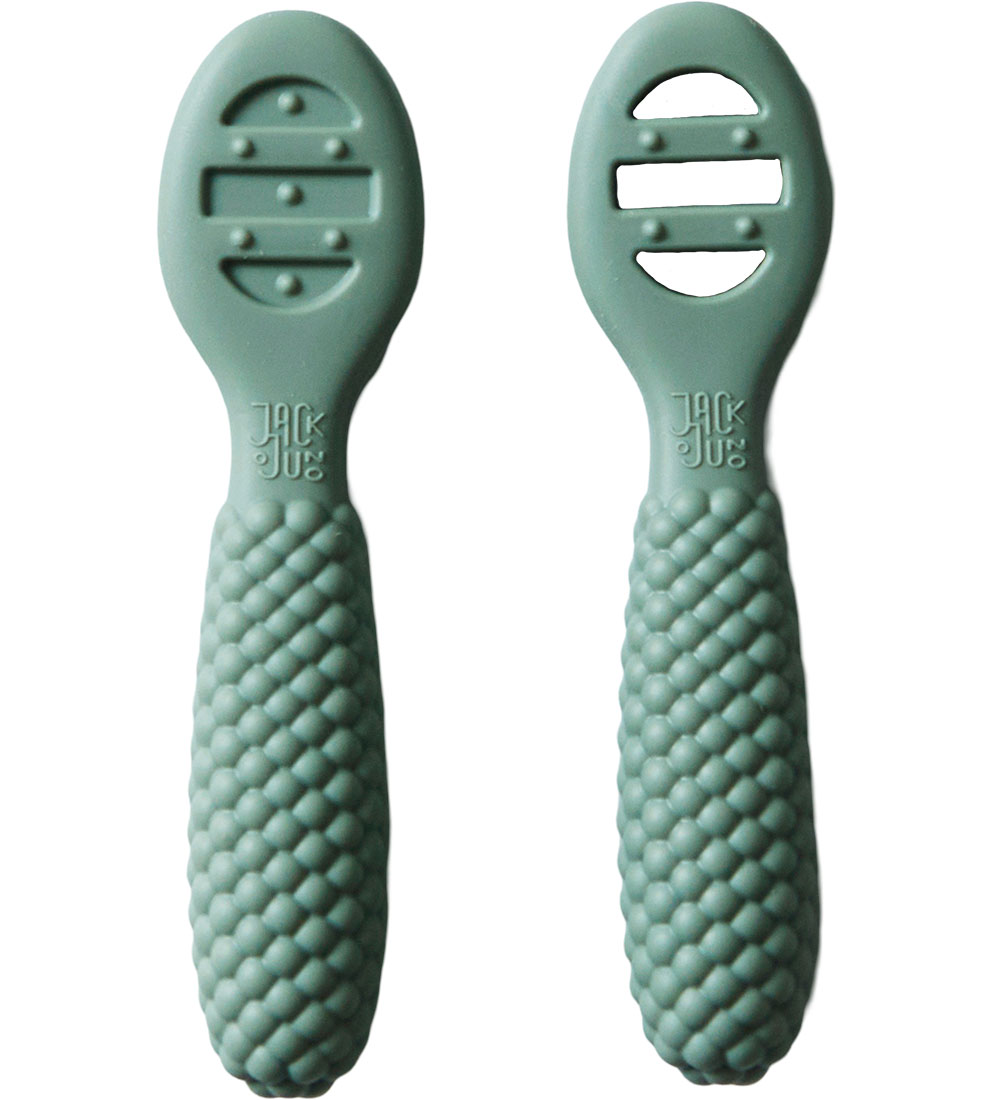 Jack o Juno Baby Spoons - Silicone - 2-Pack - Bubble - Sage