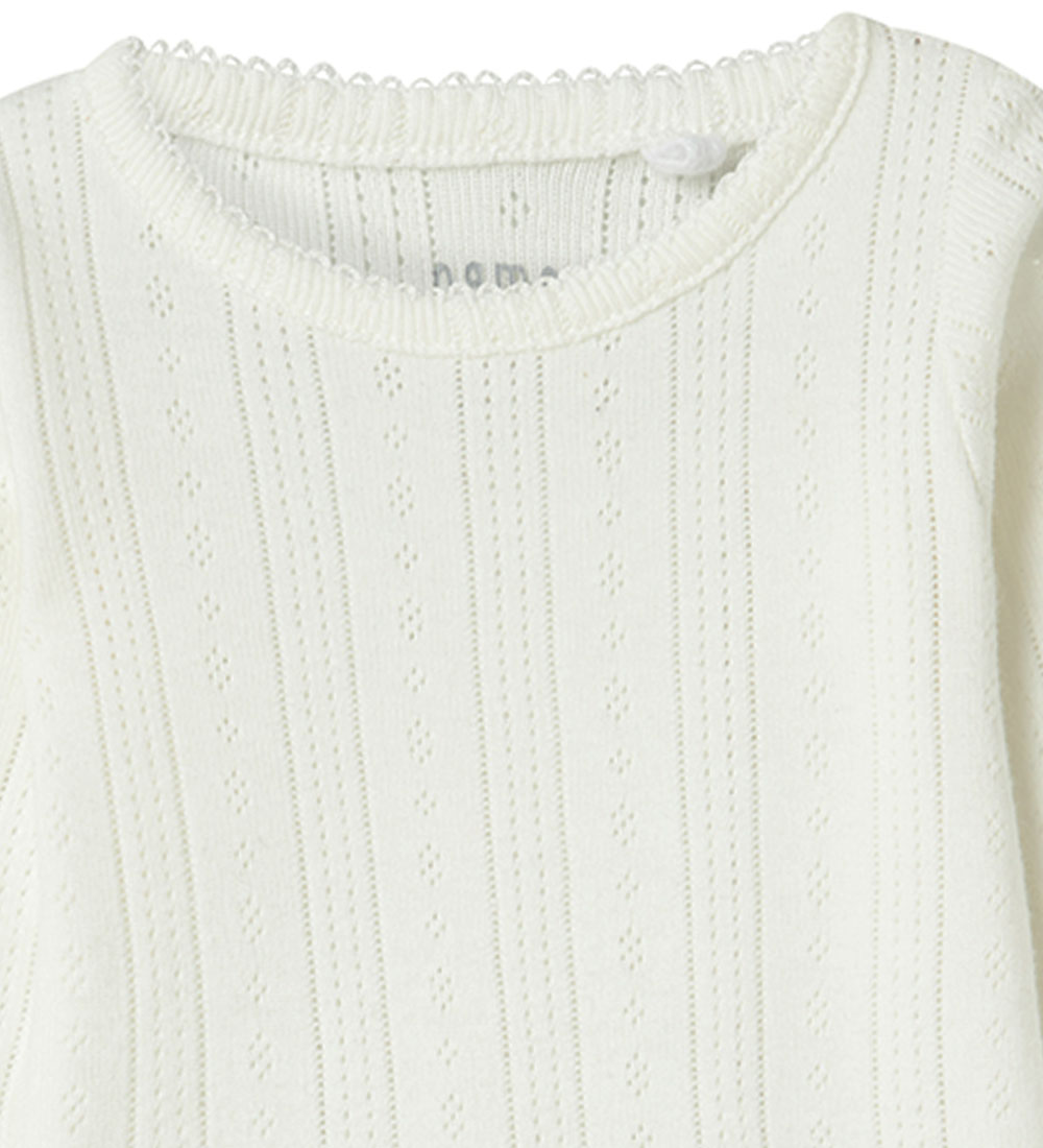 Name It Bodysuit l/s - NbfHappy - Cloud Dancer w. Pointelle
