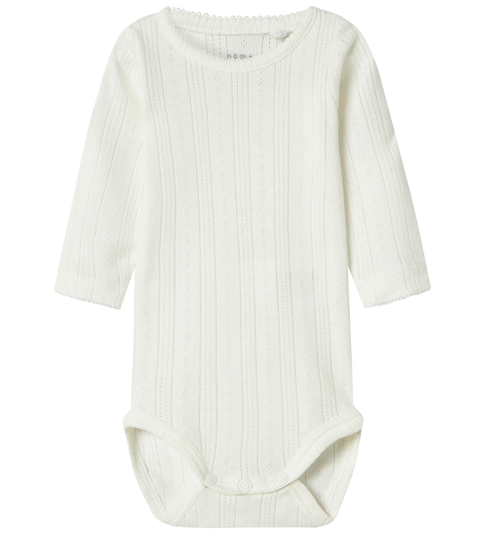 Name It Bodysuit l/s - NbfHappy - Cloud Dancer w. Pointelle