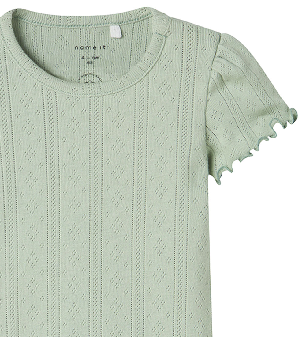Name It Bodysuit s/s - NbfJsilke - Aqua Gray w. Pointelle