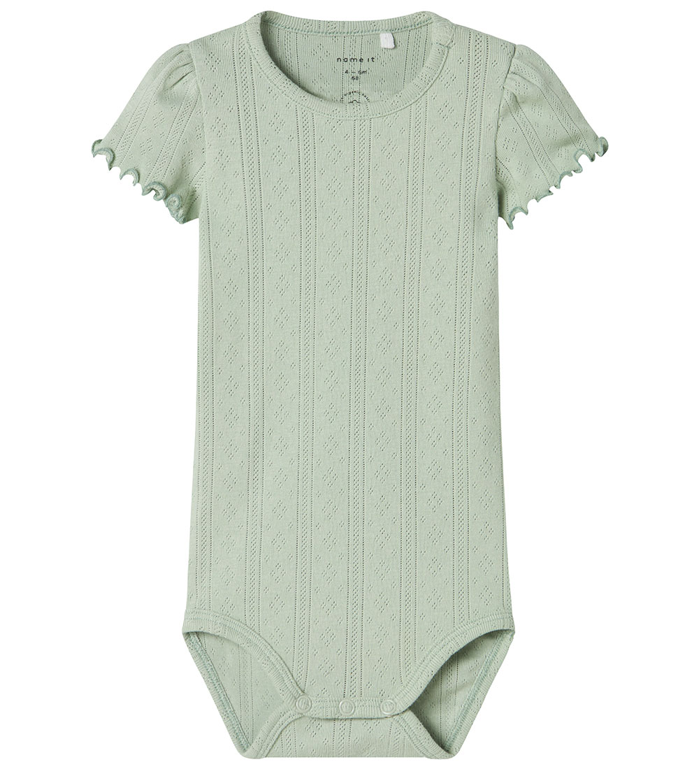 Name It Bodysuit s/s - NbfJsilke - Aqua Gray w. Pointelle