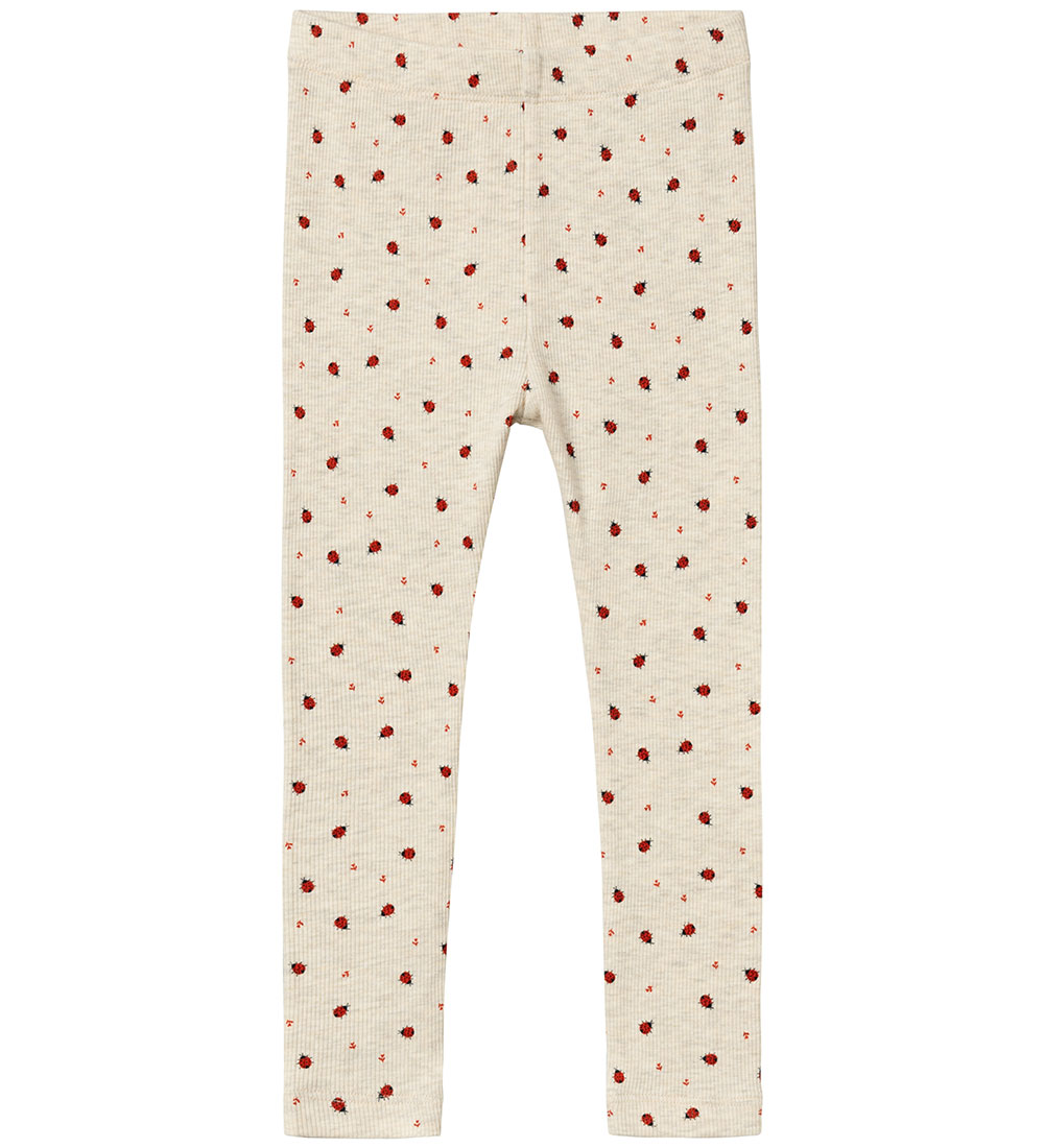 Name It Leggings - Rib - NmfDab - Peyote Melange w. Ladybugs
