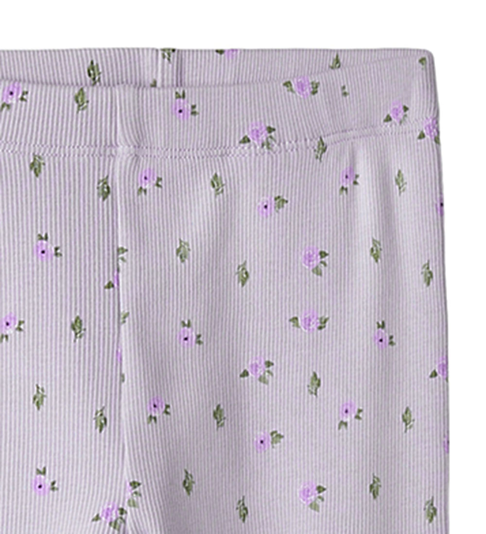 Name It Leggings - Rib - NmfHofie - Misty Lilac M. Blóm
