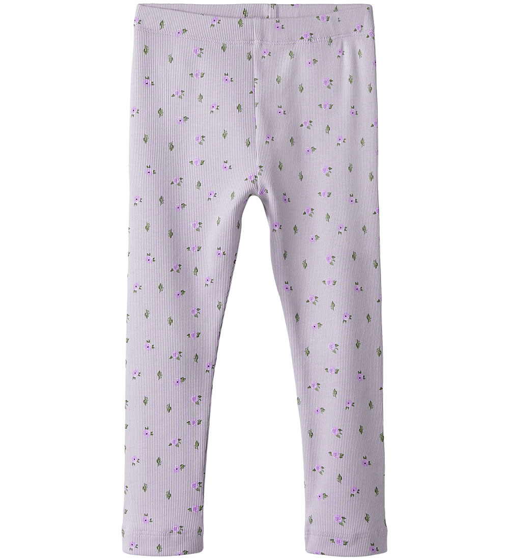 Name It Leggings - Rib - NmfHofie - Misty Lilac M. Blóm