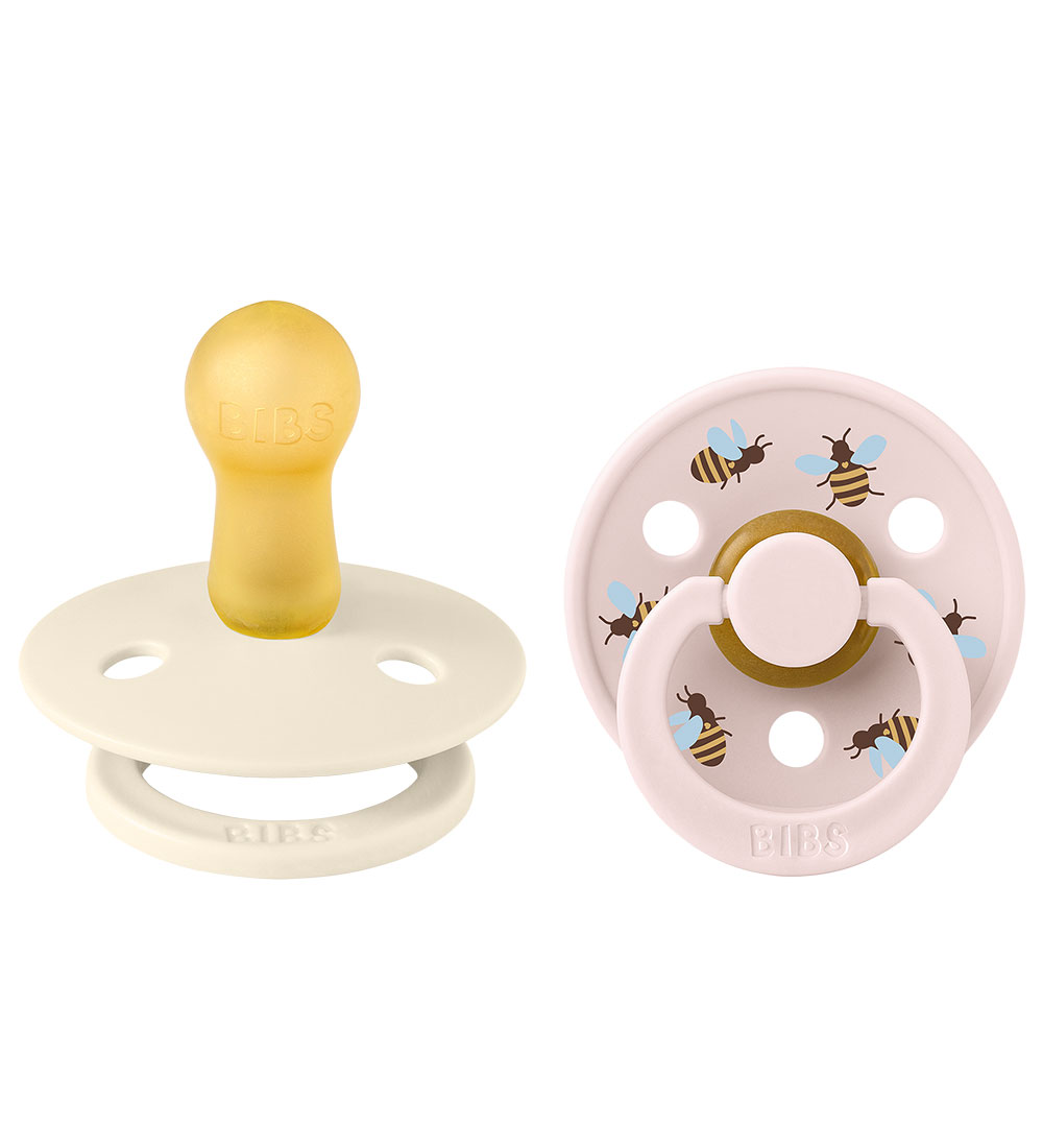 BIBS Colour Pacifiers - Size 2 - 2-Pack - Round - Ivory Mix