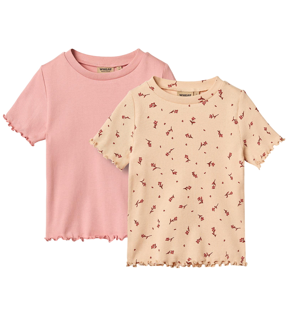 Wheat T-shirt - 2-pack - Rib - Alicia - Rose Vattenblommor