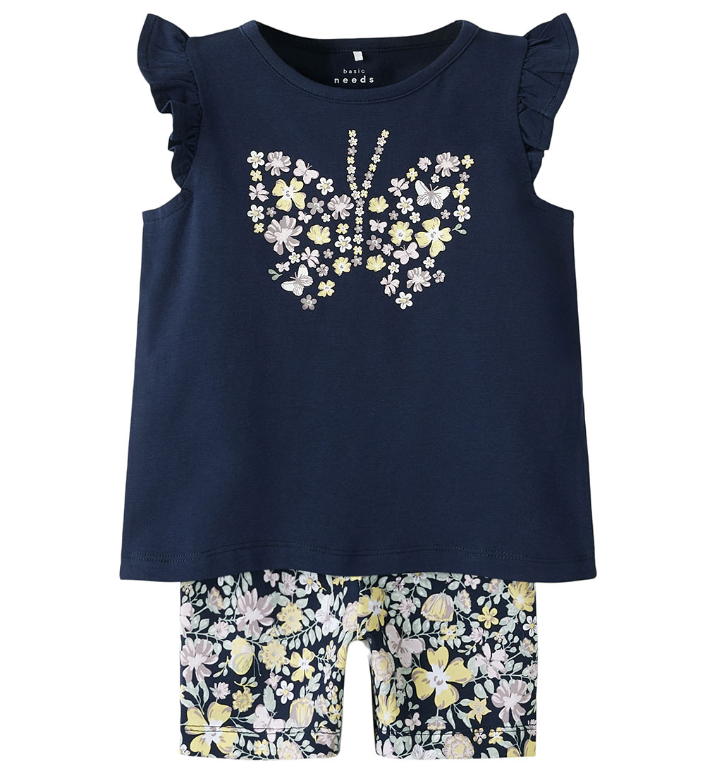 Name It Shorts Set - Bicycle Shorts/Top - NmfVayana - Navy Blaze
