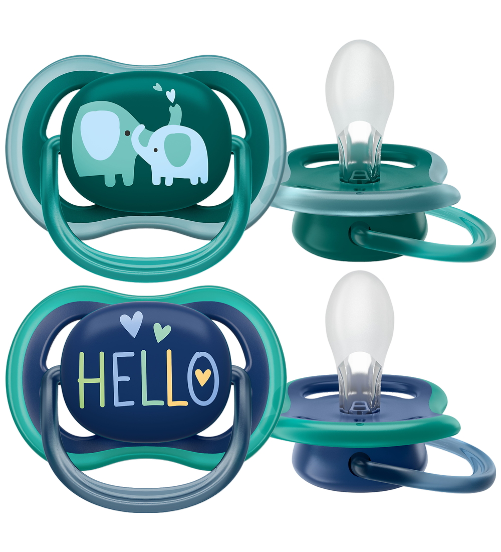 Tétine Philips Avent - 2 Pack - Ultra Air - Bleu/Vert av. Imprim
