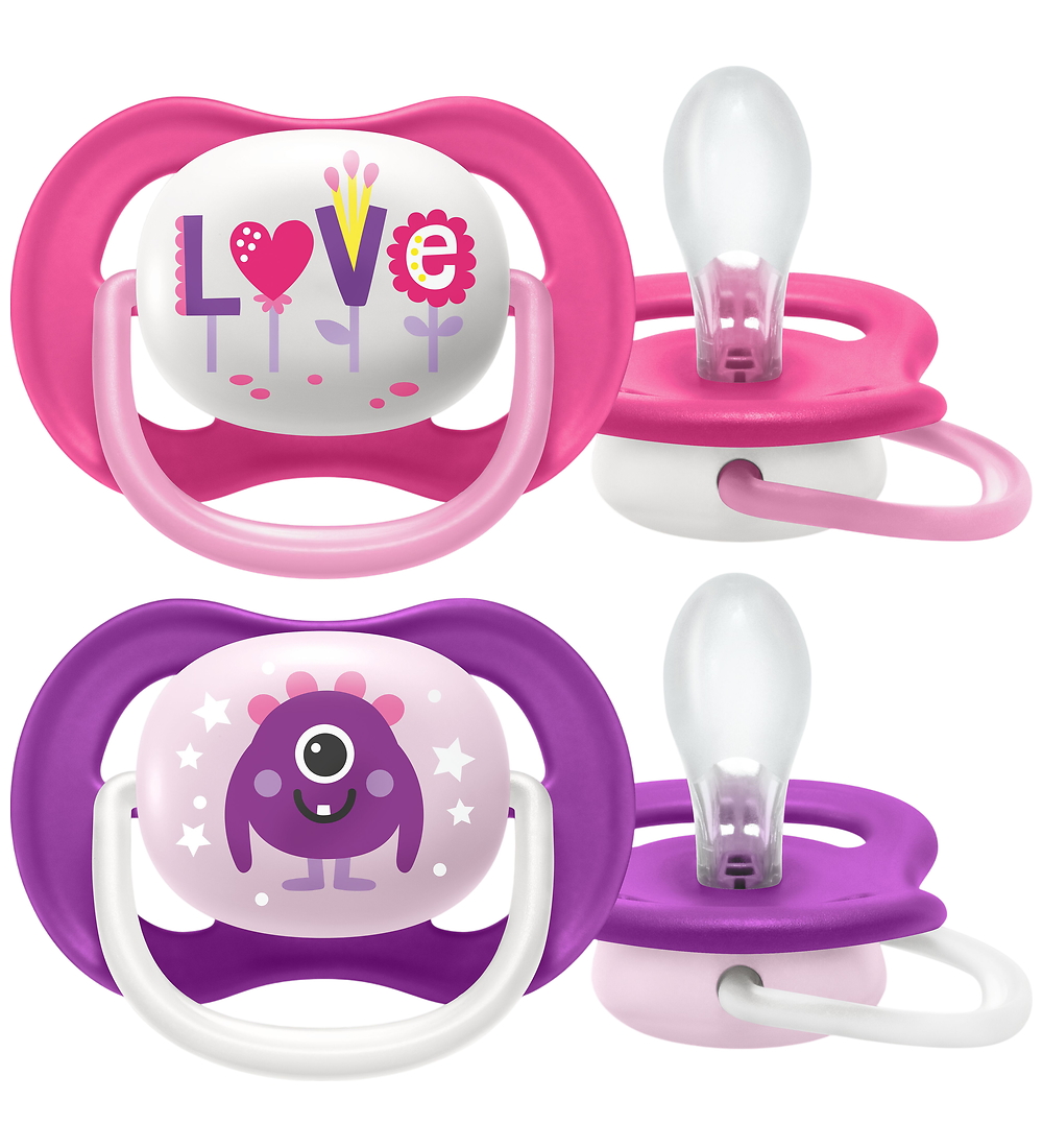 Philips Avent Pacifiers - 2-Pack - Ultra Air - Purple/Pink w. Pr