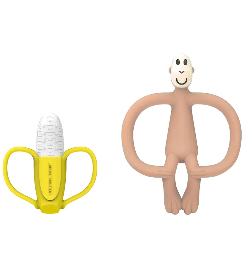 Matchstick Monkey Teether - 2-Pack - Banana & Monkey - Pink