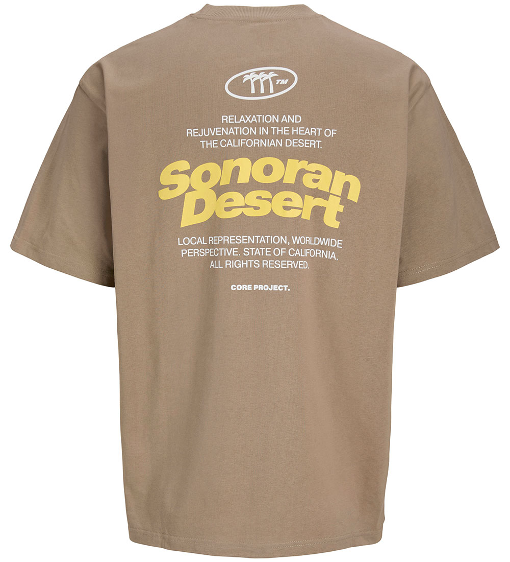 Jack & Jones T-shirt - JcoRetreat Typographic - Desert Taupe
