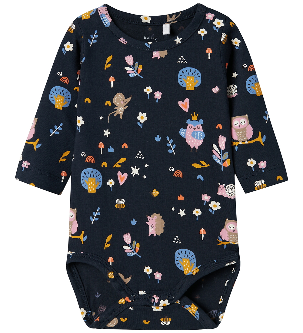 Name It Bodysuit l/s - NbfVandora - Dark Sapphire/Birds