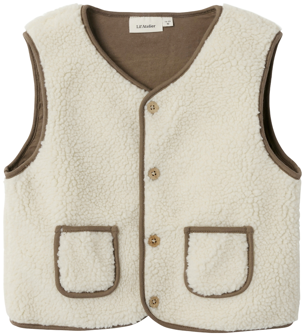 Lil' Atelier Fleece Vest - Loose - NmnLajo - Turtledove/Shitake