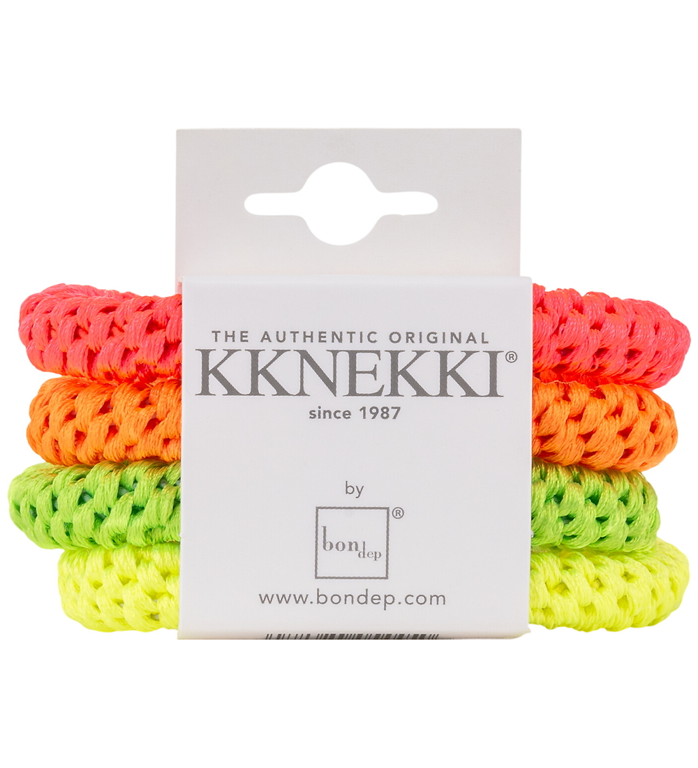 Kknekki Elastic Hair Bands - 4-Pack - Pink/Orange/Green/Yellow