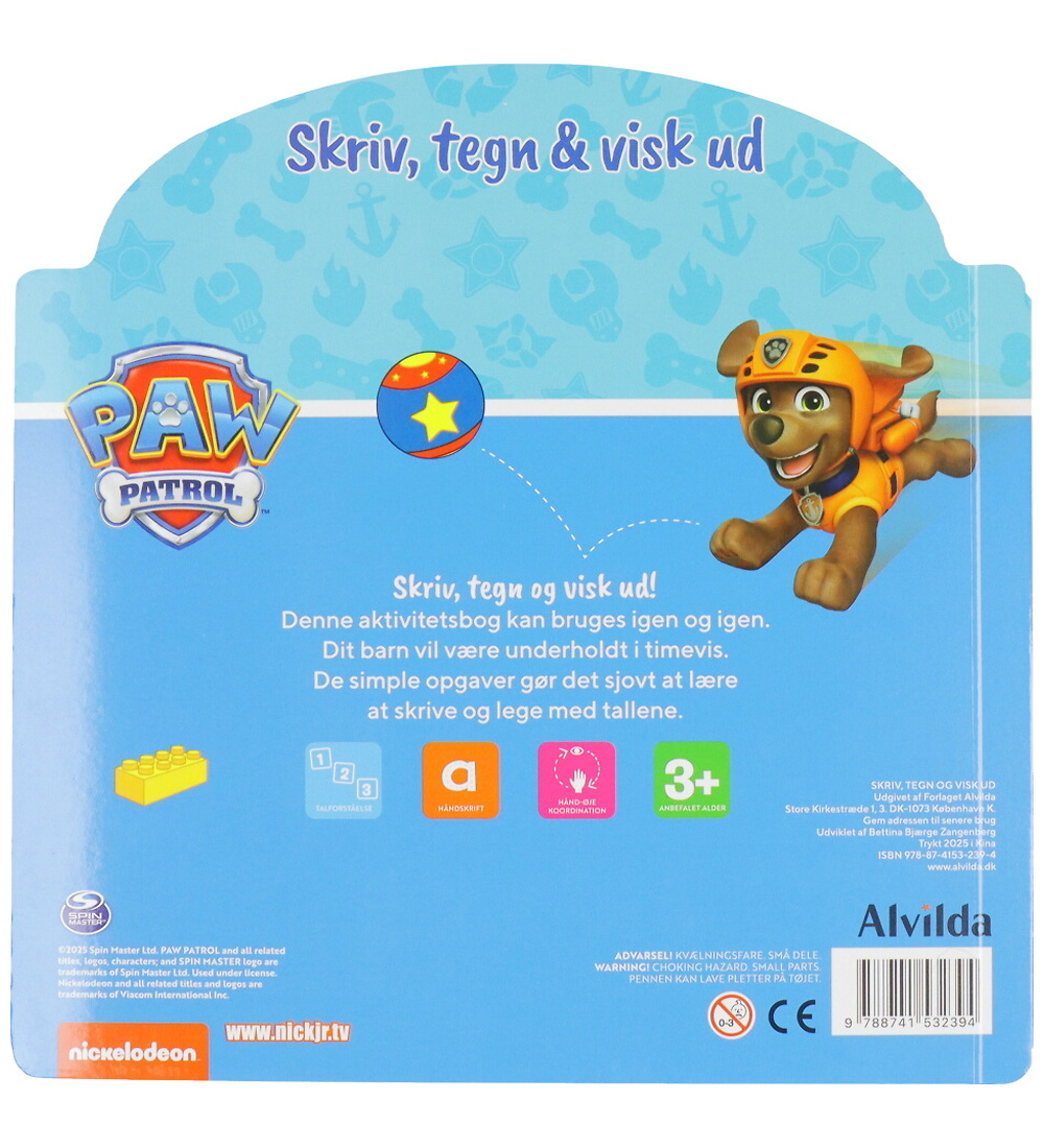 Alvilda Activity Book - Paw Patrol - Write, Symbols & Erase