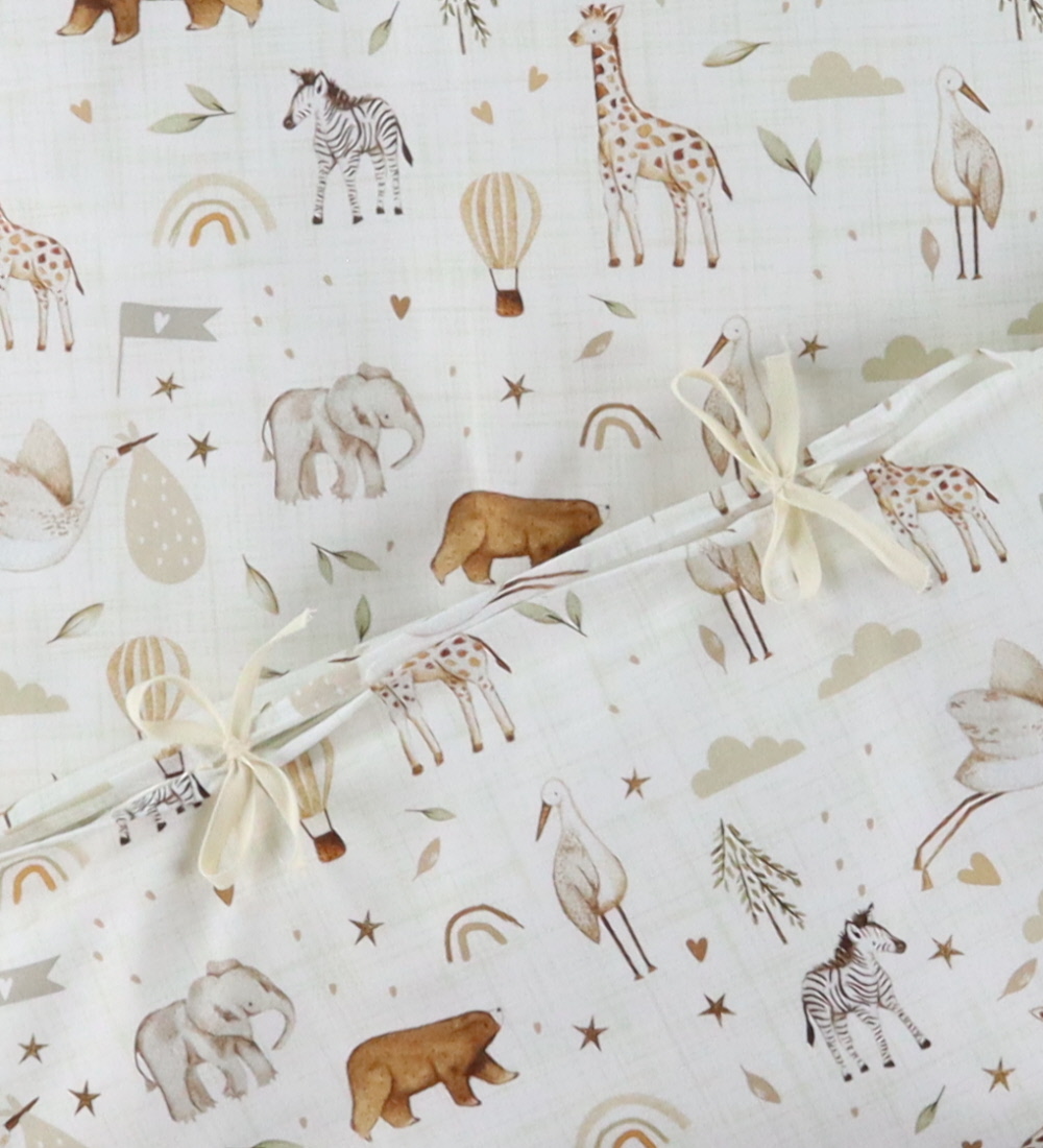 Nørgaard Madsens Bettwäsche - Baby - Beige m. Streifen/Zootiere