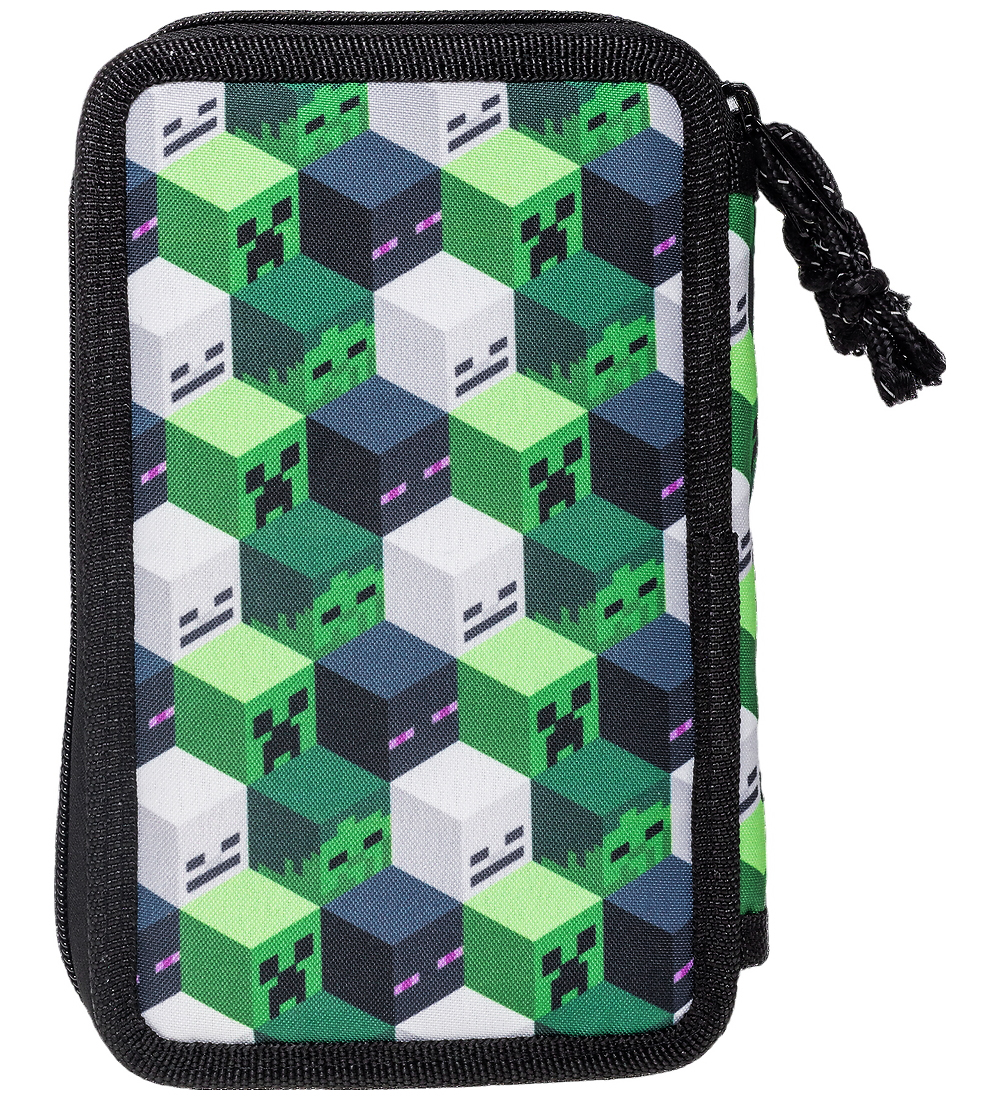 Minecraft Pencil Case w. Contents - Green/Black