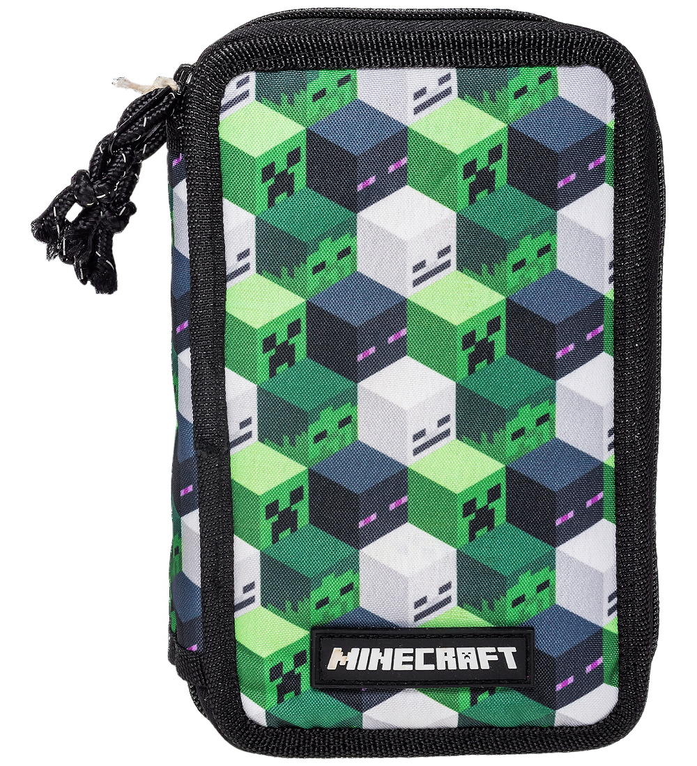 Minecraft Pencil Case w. Contents - Green/Black