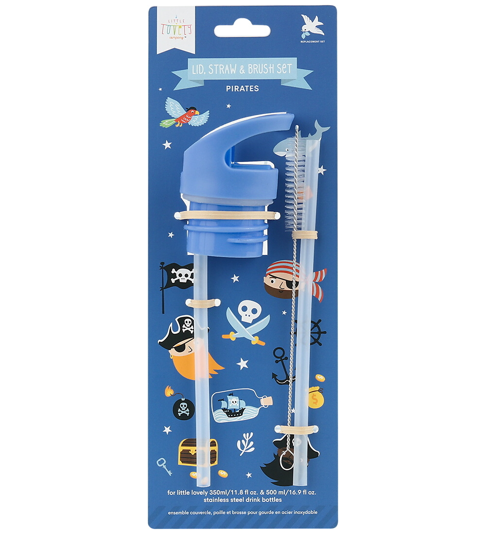 A Little Lovely Company Drinking bottle set - Lid/Straws/Brush