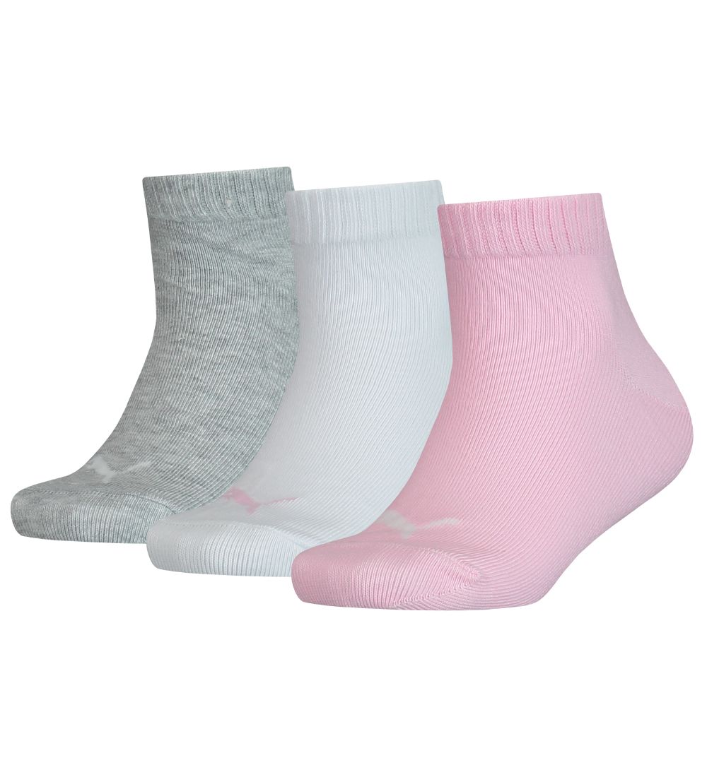 Puma Socks - Kids Quarter - 3-pack - Pink/White/Grey