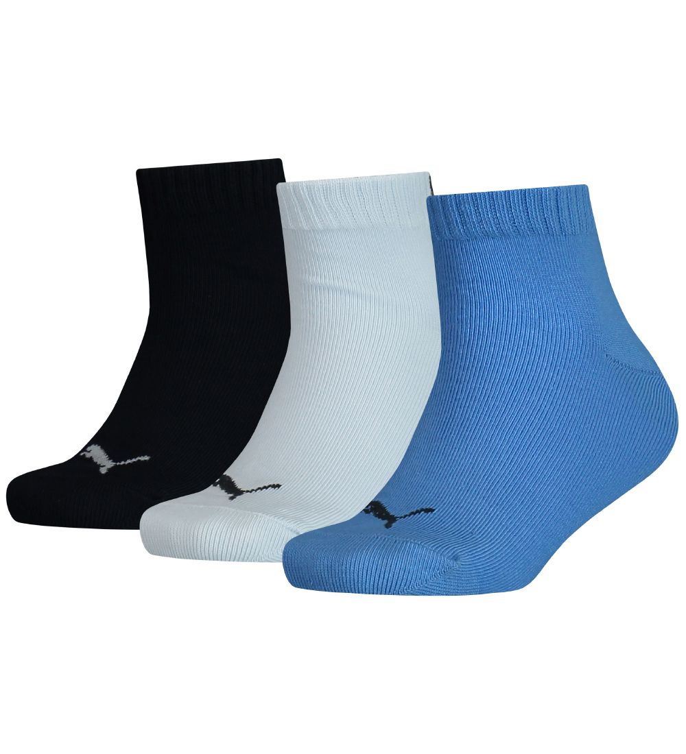 Puma Ankle Socks - Kids Quarter - 3-pack - Blue/White/Black