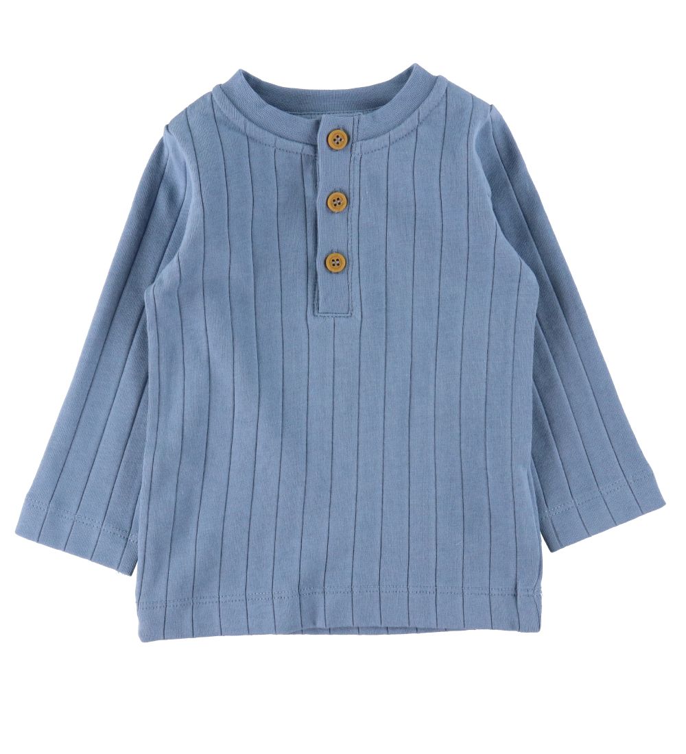 Fixoni Long Sleeve Top - Rib - Faded Denim