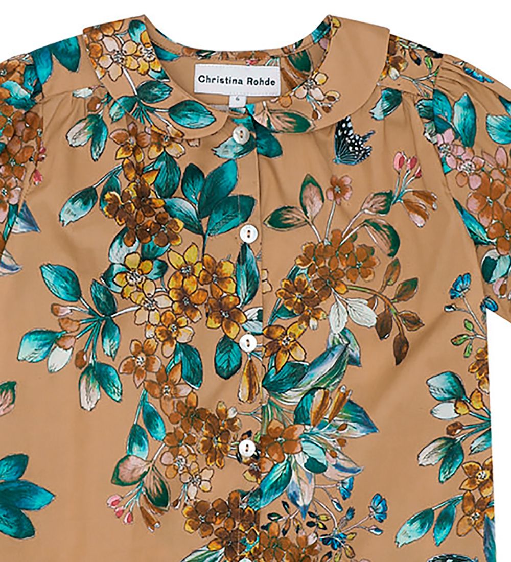 Christina Rohde Shirt - Brown w. Flowers