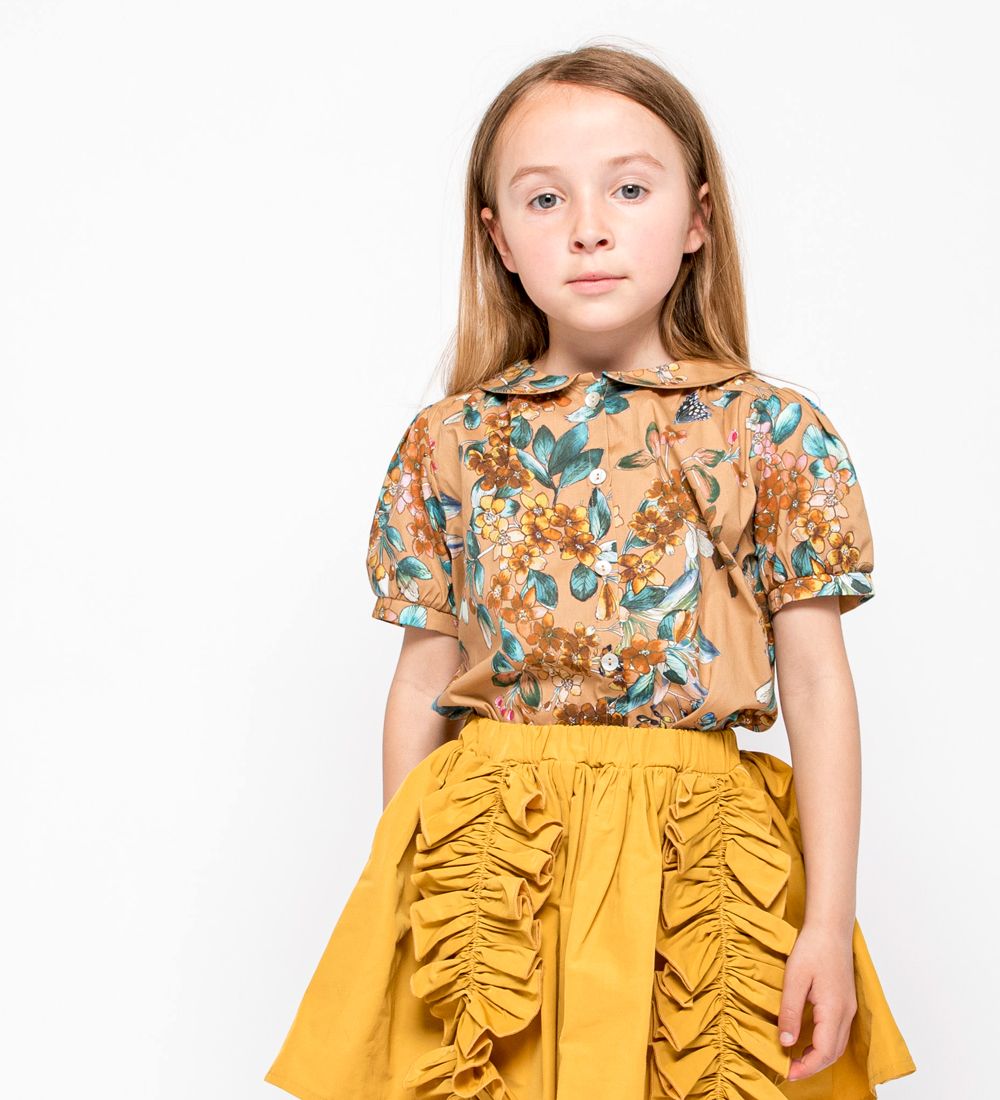 Christina Rohde Shirt - Brown w. Flowers