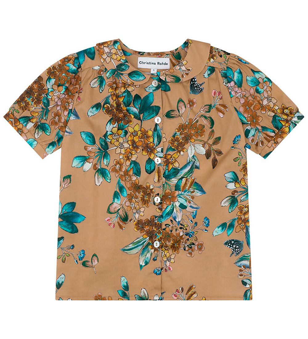 Christina Rohde Shirt - Brown w. Flowers