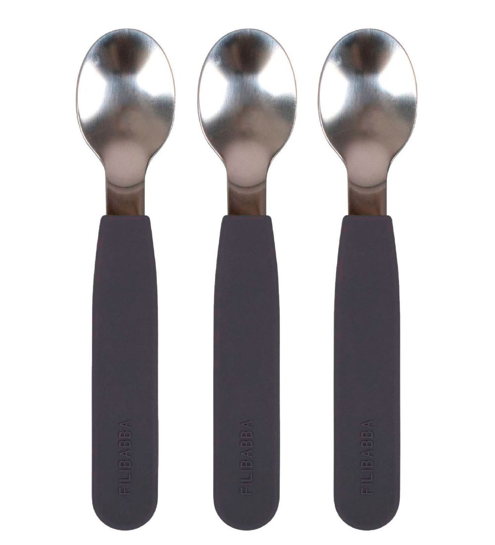 Filibabba Spoons - 3-Pack - Silicone - Stone Grey