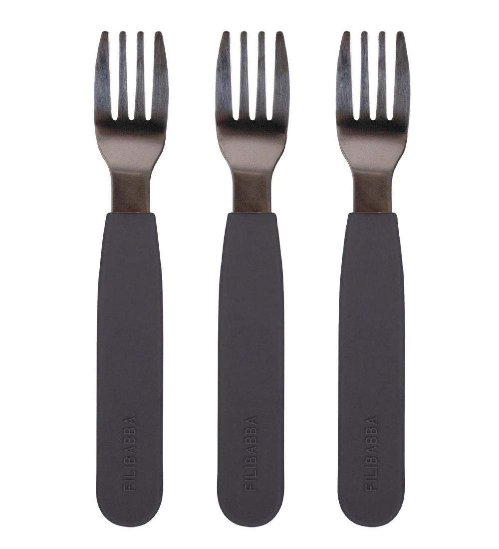 Filibabba Forks - 3-Pack - Silicone - Stone Grey