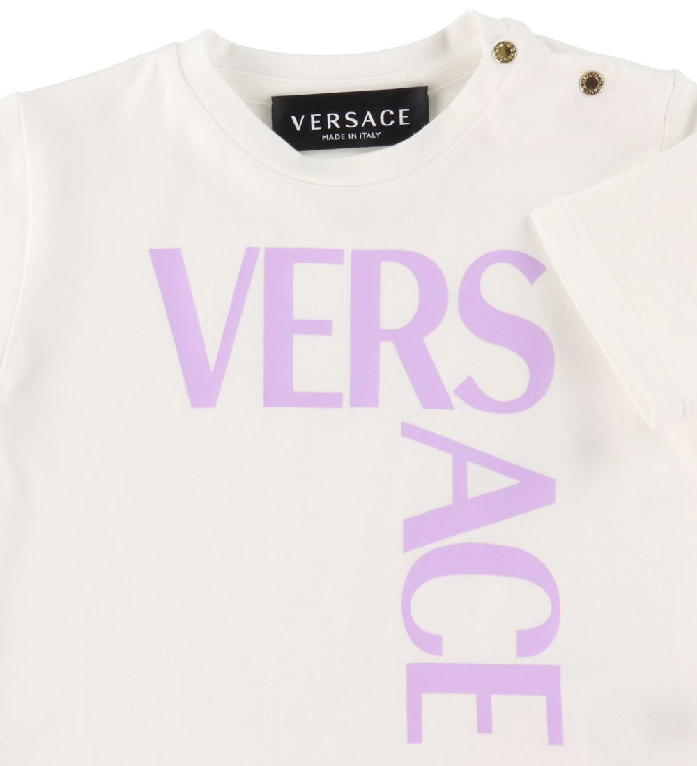 Versace T-shirt - Logo Print - White/Purple
