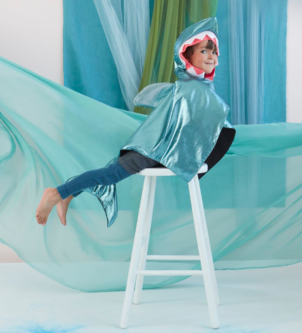 Meri Meri Costume - Cloak - Shark - Blue Metallic