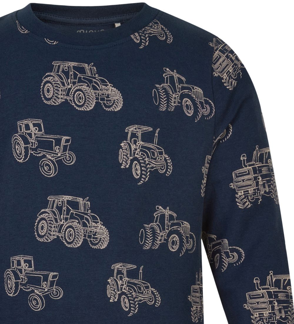 Minymo Pyjama Set - Navy Night w. Tractor All-Over