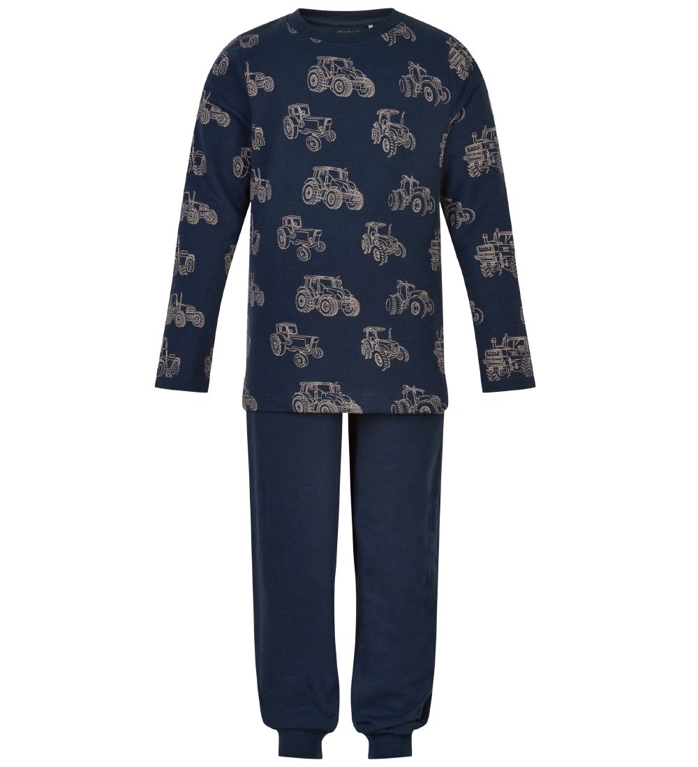 Minymo Pyjama Set - Navy Night w. Tractor All-Over