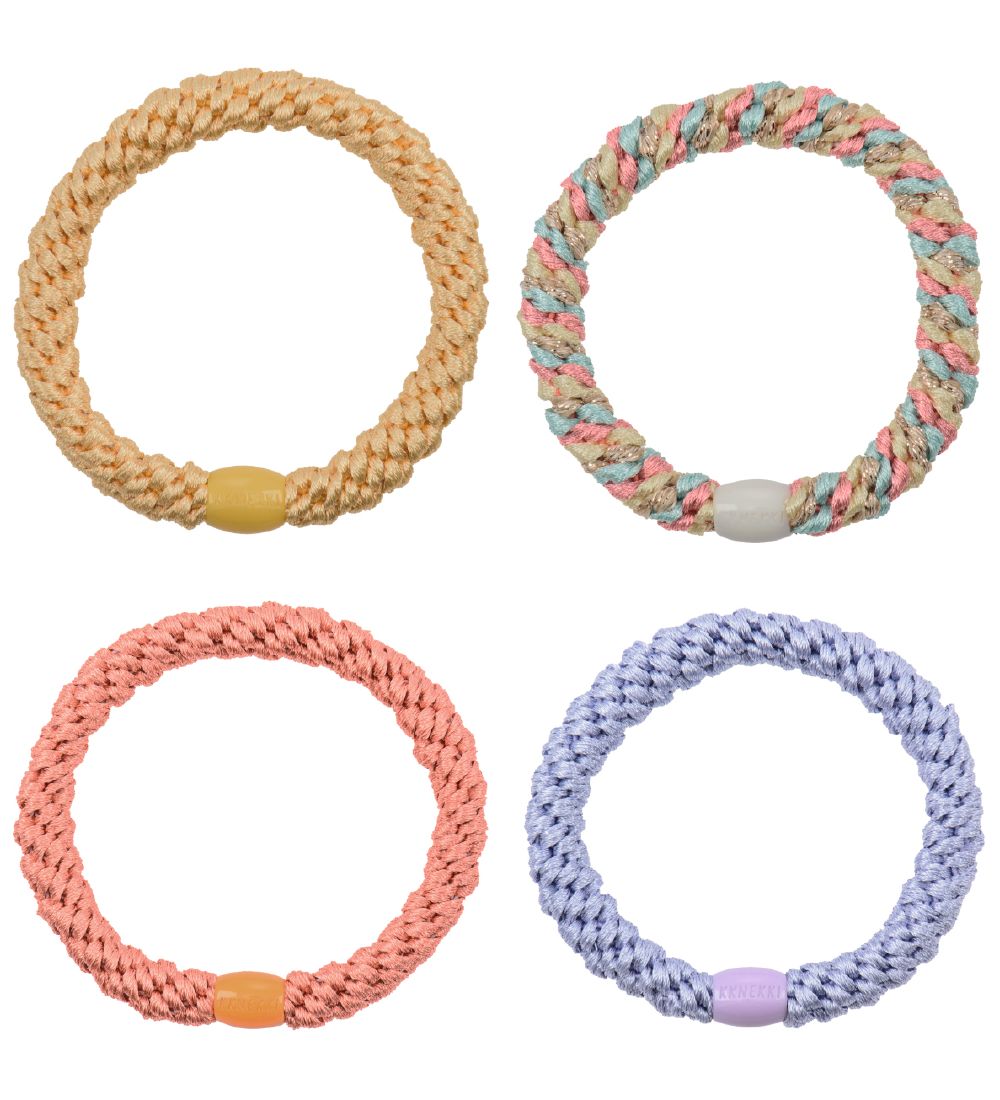 KknekkiElasticHairBands-4-Pack-Pink/Purple/Yellow/Glitter