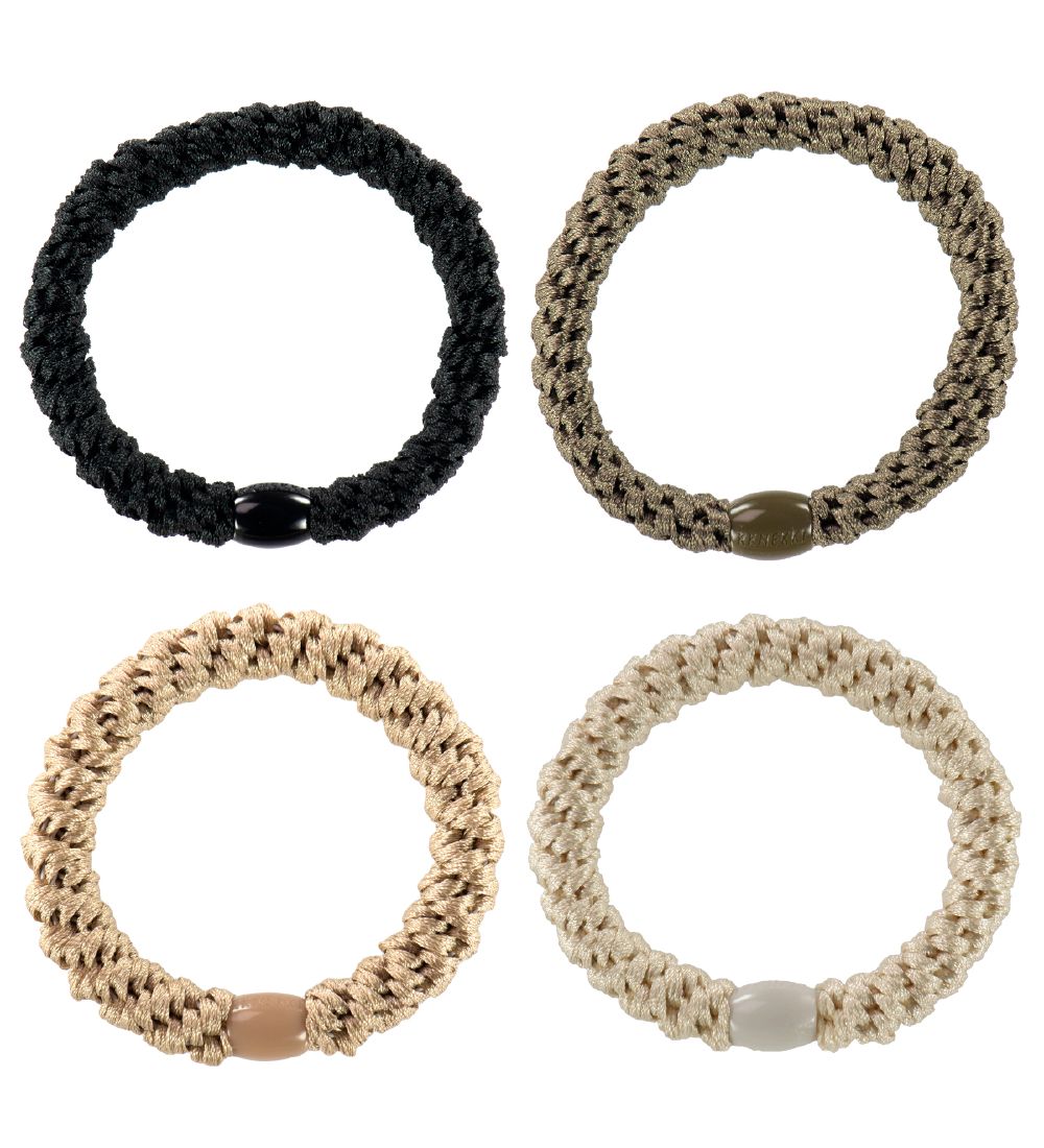 KknekkiElasticHairBands-4-Pack-Beige/Brown/Khaki/Black