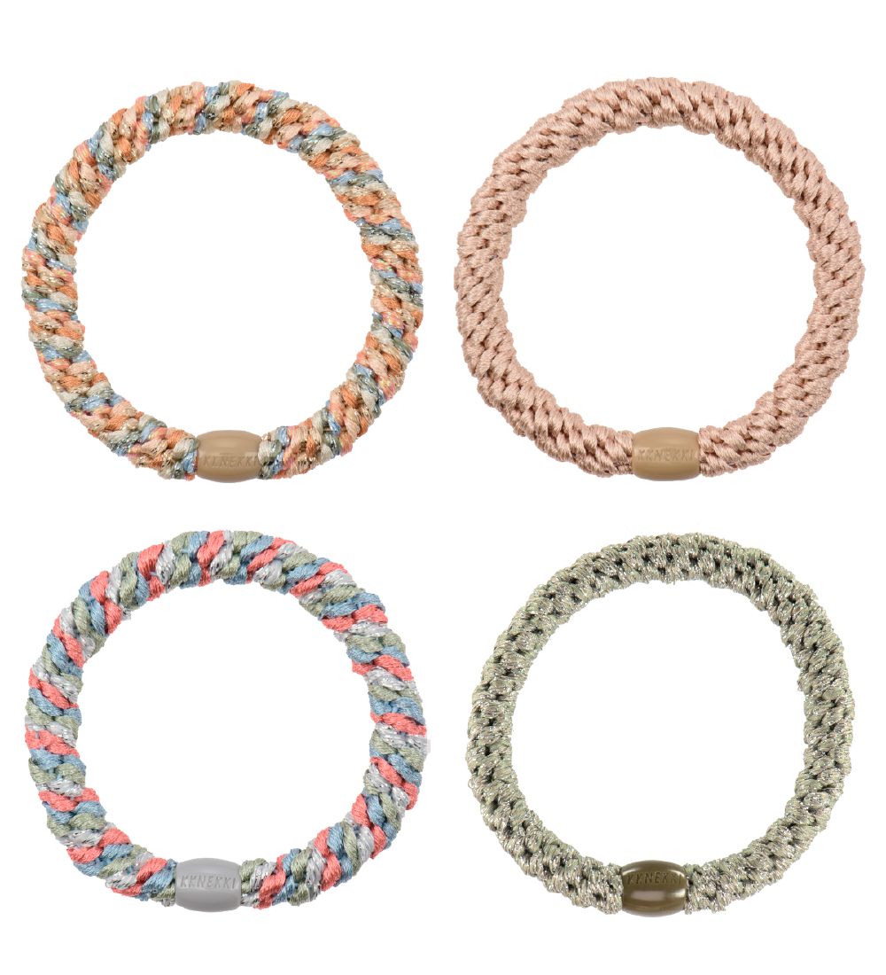 KknekkiElasticHairBands-4-Pack-Green/Multi/Glitter/Beige