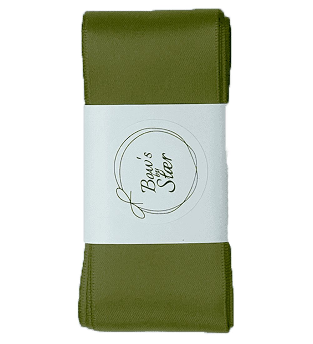 By Stær Baptism Ribbon w. Bow - Satin - Double Bow - Moss