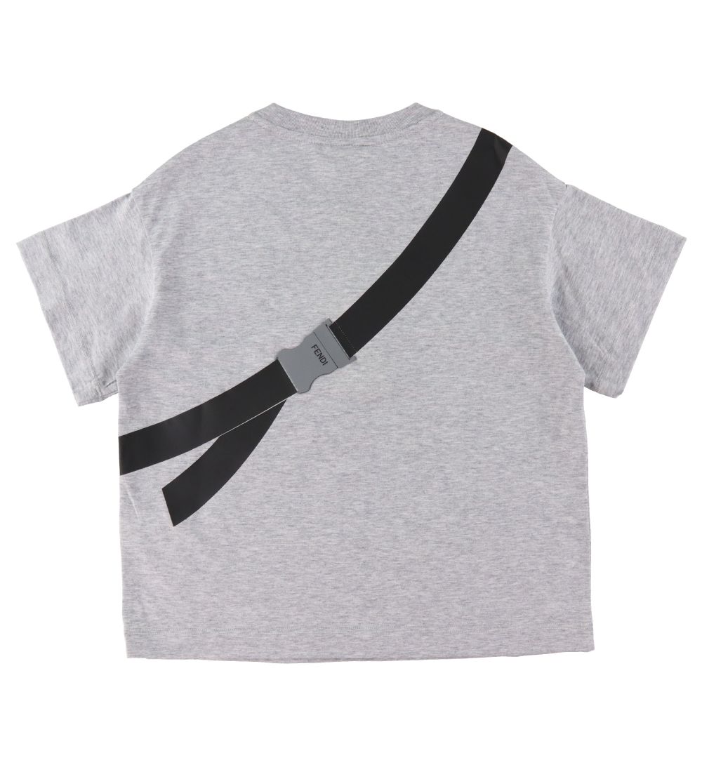 Fendi T-Shirt - Grijs Gevlekt m. Druk op
