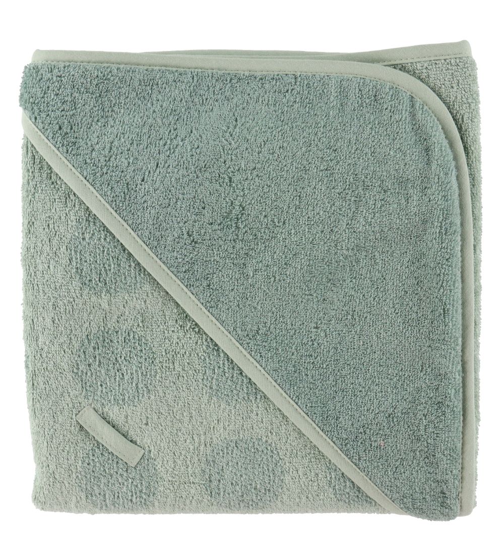 Leander Baby towel - Matty - 80x80 cm - Sage Green w. Dots