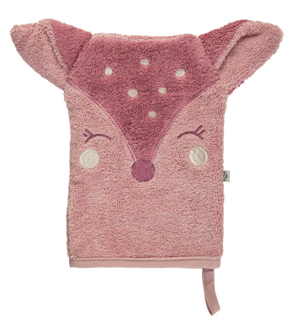 Pippi Baby Washglove - 14x21 cm - Misty Rose w. Fox