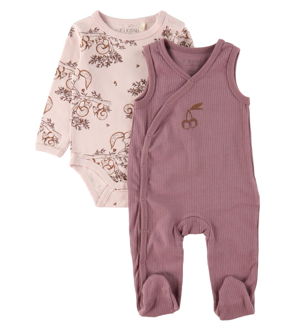 Fixoni Romper w. Bodysuit l/s - Hushed Violet/Pink Powder w. Ege