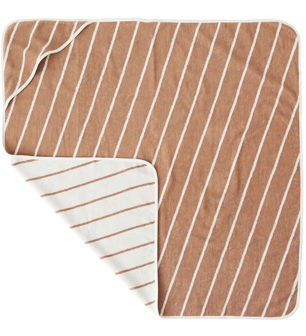 OYOY Vauvan pyyhe - 100x100 cm - Raita - Cloud/Caramel