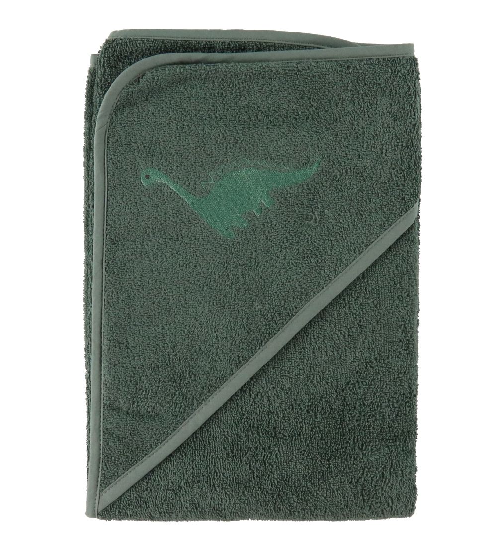 Nørgaard Madsens Baby towel - 75x75 cm. - Green w. Dino