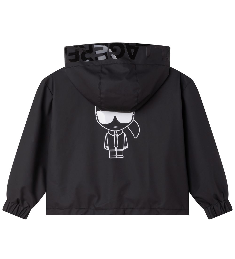 Karl Lagerfeld Rain Jacket - PU - Black w. Print