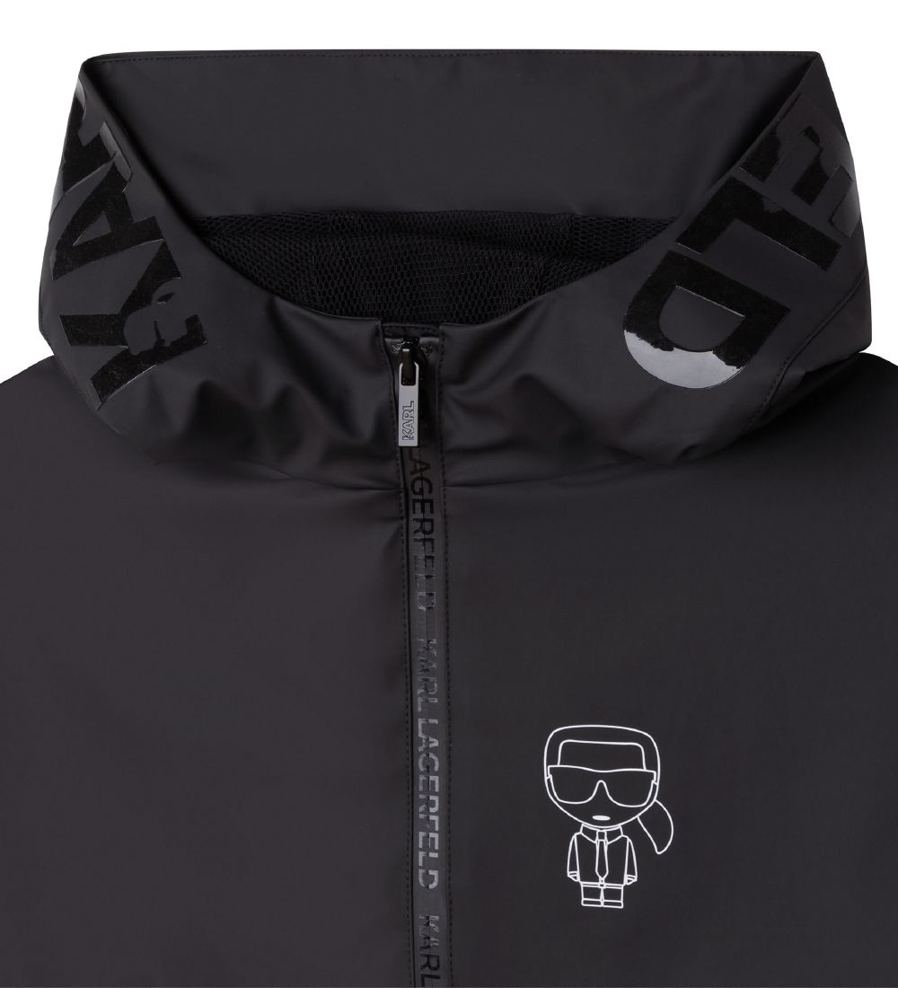 Karl Lagerfeld Rain Jacket - PU - Black w. Print