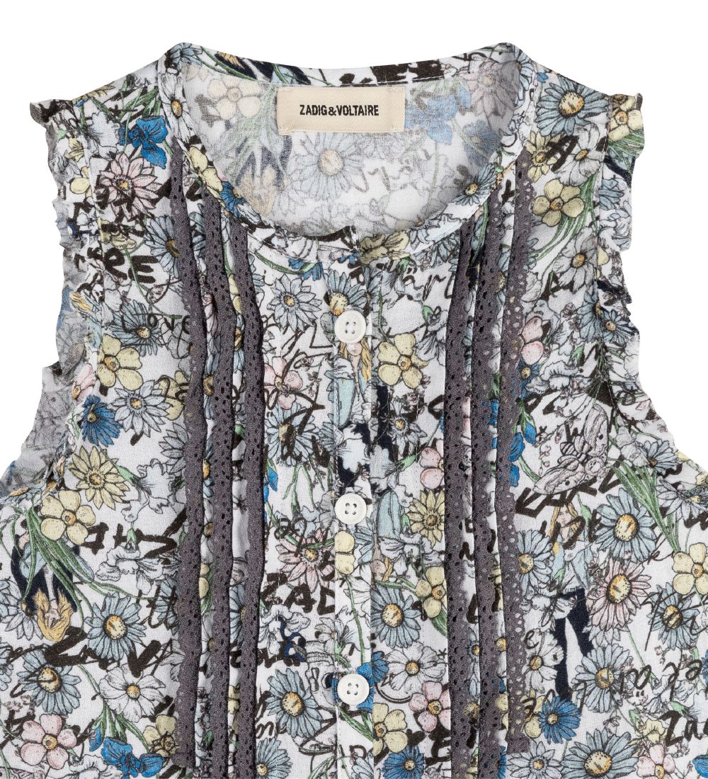 Zadig & Voltaire Jurk - Lichtblauw m. Bloemen