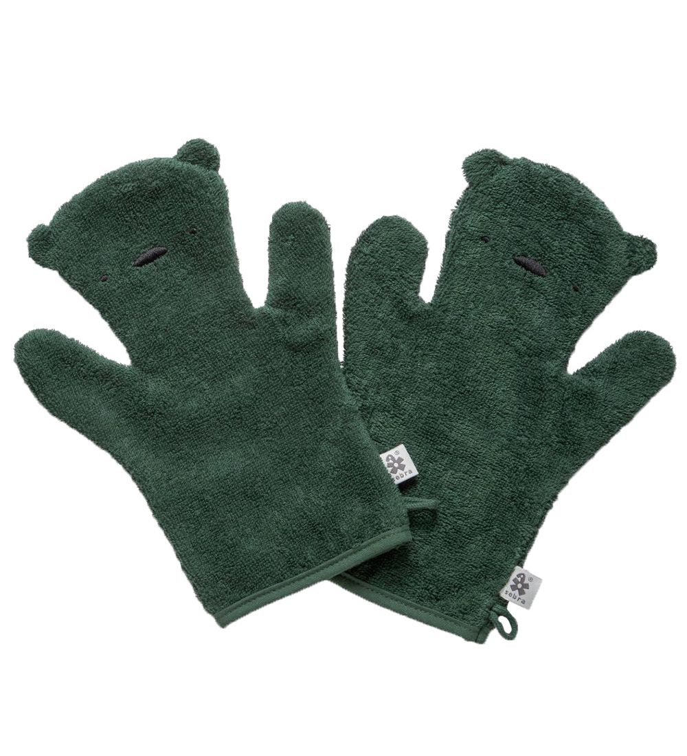 Sebra Baby Wash Glove - Terrycloth - Milo - 2-Pack - Bottle Gree