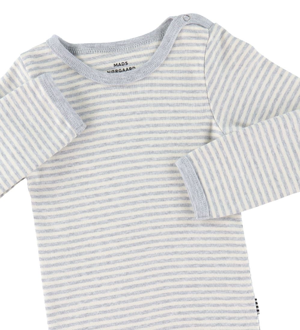 Mads Nørgaard Romper l/s - Off White/Grijs Gevlekt